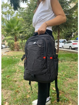 Tiny Wood Ergonomik Çok Gözlü Siyah Laptop Sırt Çantası | Orta Boy Su Geçirmez Okul ve Günlük Çanta