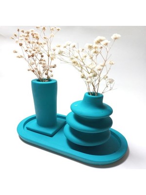 Emily Samy Dekoratif  3 Parça Tabaklı Vazo Set Random