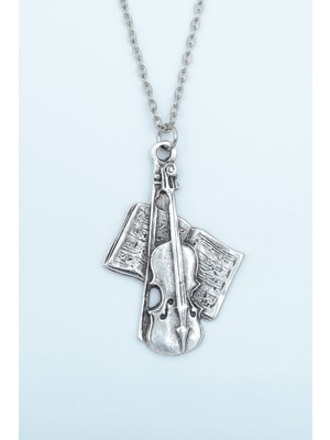 IDR Keman - Nota Defteri Gümüş Kaplama Düz Zincir Kolye