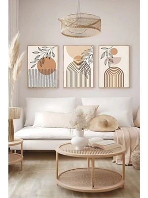 AR AJANS KANVAS TABLO Soyut 3 Lü Set Boho Dekoratif Mdf Tablo