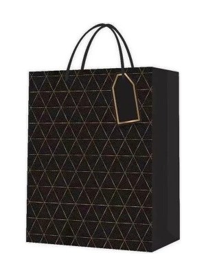 Ronanna Buğz Siyah Desenli Büyük Boy Karton Çanta