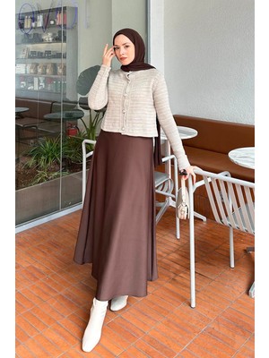 Lamelif Links Desenli Crop Hırka Taş