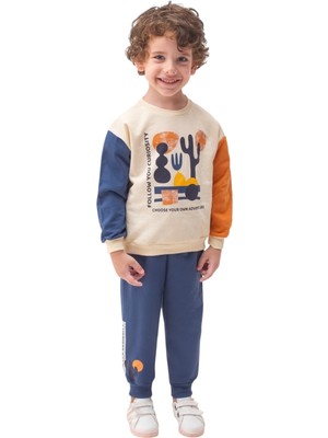 Asyaden Baby Erkek Çocuk Erkek Bebek Kaktüs Desenli 2-5 Yaş Uzun Kollu 2'li Erkek Alt Üst Takım