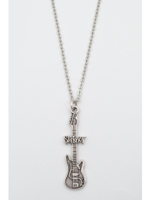 IDR Slipknot Elektro Gitar Gümüş Kaplama Düz Zincir Kolye
