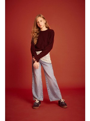 DeFacto Kız Çocuk Straight Fit Geniş Paça Jean Pantolon G3634A825AU