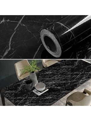 MCM Group Mermer Desenli Masa Tezgah Mutfak Su Geçirmez Yapışkanlı Folyo Sticker Siyah 5MX60CM T12 ( Lisinya )