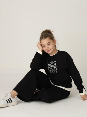 Giyinse Loewe Kız Çocuk Eşofman Takımı Siyah