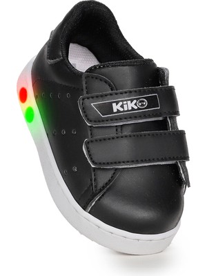 Kiko Kids Kiko Kız Çocuk Spor Ayakkabı Royzo Cırtlı Işıklı Siyah Hafif ve Esnek Taban ile Günlük Kullanıma Uygun
