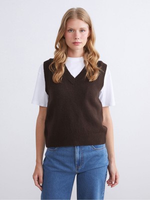 LC Waikiki Cey Yeni Sezon V Yaka Kadın Triko SÜVETER_8684687093764