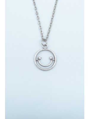 IDR Minimal Gülen Yüz- Smile Gümüş Kaplama Düz Zincir Kolye