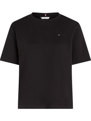 Tommy Hilfiger Modern Interlock Boxy Ss Tee Kadın Siyah T-Shirt - WW0WW47458