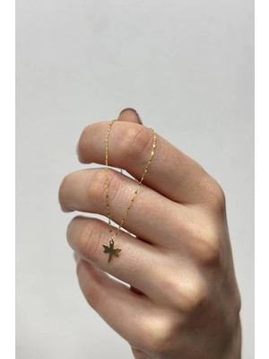 14 Ayar Altın Aynalı Zincir Mini Yusufçuk Kolye