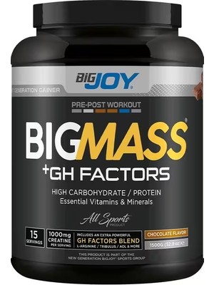 Bigjoy BIGMASS Gainer GH FACTORS Çikolata Aromalı 1500g