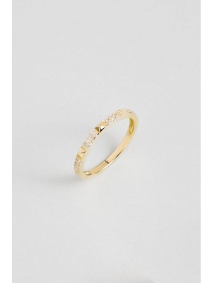 So CHIC Minimal Tasarım 18 Ayar Sarı Altın Kaplama Gümüş Yüzük