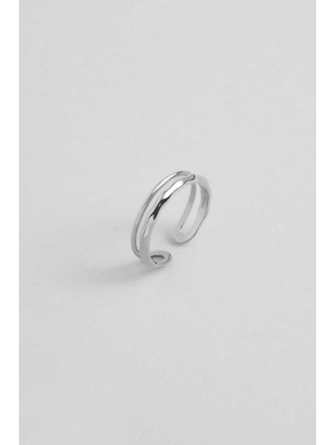 So CHIC Minimal 18 Ayar Beyaz Altın Kaplama Gümüş Ayarlanabilir Yüzük