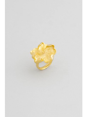 So CHIC Kraliçe'nin Çiçeği 18 Ayar Sarı Altın Kaplama Gümüş Yüzük