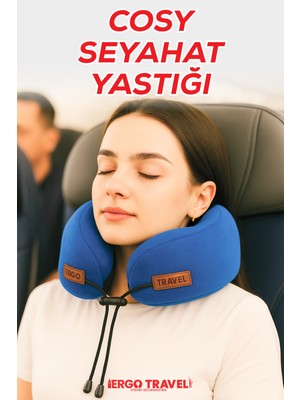 Cosy Ortopedik Seyahat Yastığı Visco Boyun Destekli Seyahat Yastığı - Mavi | Ergo Travel