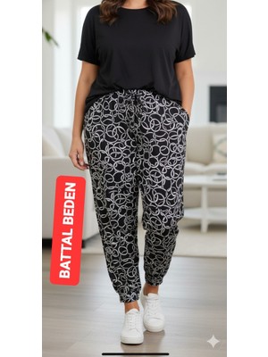 Kadın Bayan Battal Büyük Beden Viskon Süet  Kumaş Bel Lastikli  Eşofman Pijama Altı Pantolon Bol Rahat Kalıp 60 Ile 90 Kiloğrama Kadar Olur  Standart Beden