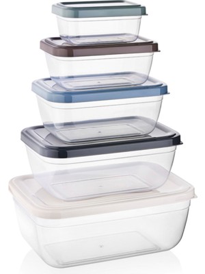 Qua Plastik 5 Parça Saklama Kutusu Sızdırmaz Saklama Kabı Seti