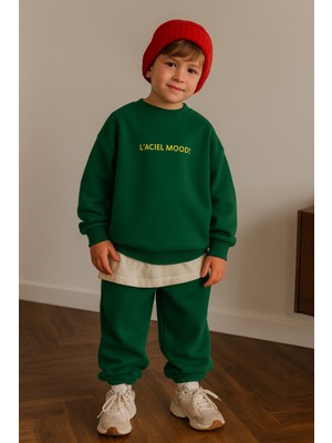 Kr Kids Butik Çocuk Eşofman Takımı 2’li Oversize Sweat & Jogger – Yeşil | La’cıel Mood