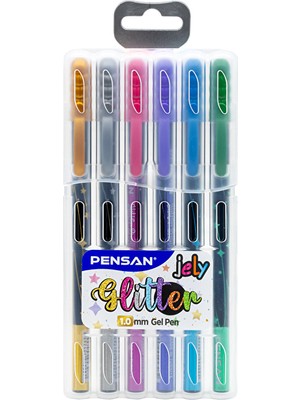 4 Adet   Pensan 6'lı Jelly Glitter Simli Jel Kalem
