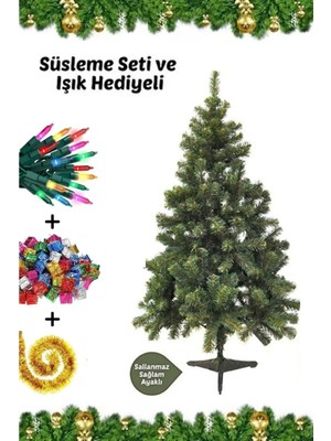 En Enstyle Fashıon Boutıque Süsleme Seti Yılbaşı Çam Ağacı Renkli Işığı ve Yeni Yıl Süsleri Noel Paketi 150 cm 150 Dal