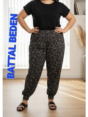 Kadın  Bayan Büyük  Battal  Extra Jumbo Beden Viskon Penye Kumaş  1  Yan Cepli Pantolon Eşofman Altı Pijama Altı 130 Kilograma Kadar Olur Bol  Likralı Esneyen Kumaş Bel Lastikli Süs Bagcıklı