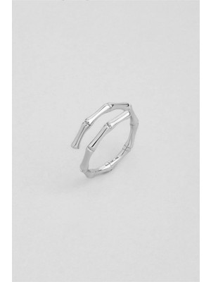 So CHIC Modern Tasarım 18 Ayar Beyaz Altın Kaplama Gümüş Minimal Yüzük