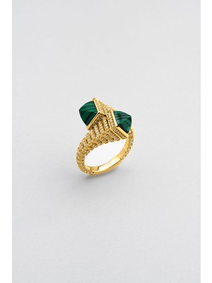 So CHIC Tanrıça 18 Ayar Sarı Altın Kaplama Gümüş Tasarım Yüzük