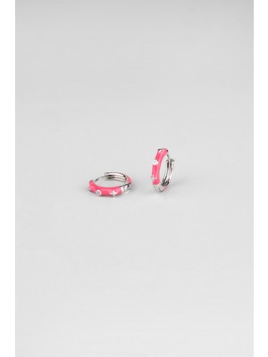 So CHIC Kyoto Pembesi 18 Ayar Beyaz Altın Kaplama Gümüş Halka Küpe