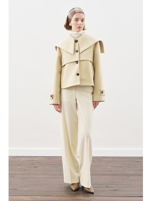 Manuka Düğme Detaylı Kaşe Ceket Kum