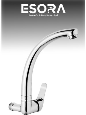 Duvardan Tek Su Çıkışlı Mutfak Lavabo Bataryası Musluğu