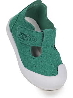 Kiko Kids Elroy İlk Adım Cırtlı Kız Bebek Ayakkabı Yeşil Tekstil Taban Düz Topuklu