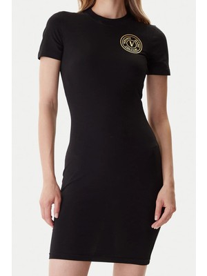 Versace Kadın Vestiti Aplike Armalı Elbise - Siyah