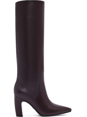 Derimod Kadın Bordo Kalın Topuklu Deri Çizme 25WFD491918