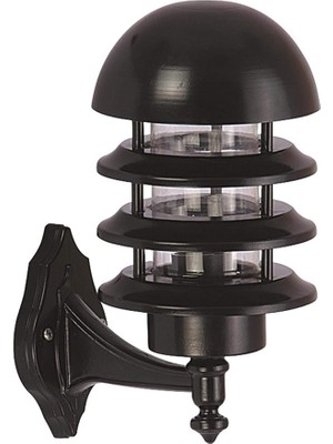 Misda Store BAP-68129-BSY Siyah Elektrostatik Toz Boyalı Dış Mekan Aydınlatma, E27, Aluminyum, Polikarbon Cam, 25CM