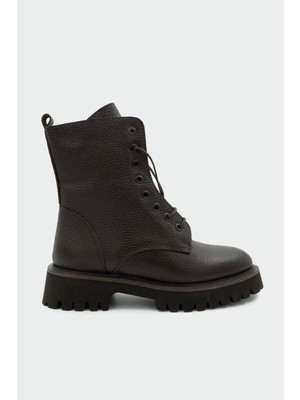 Laminta Wolky Acı Kahve Bağcıklı Hakiki Deri Bot