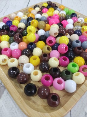 Plastik Renkli Makrome Boncuk 14 mm 100 gr (100 Adet)