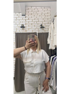 Taşlı Crop Gömlek