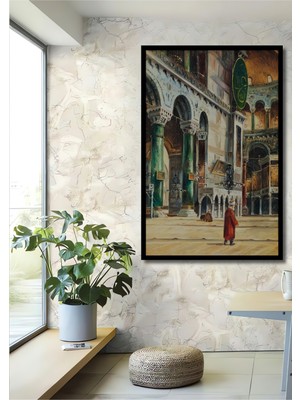 Teona Ahşap Dekoratif Ahşap Dikdörtgen Tablo Ayasofya Iç Mekan Çerçeve Görünümlü