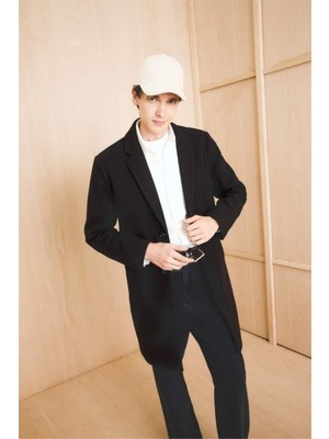 DeFacto Relax Fit Ceket Yaka Düğmeli Cepli Kışlık Kaşe Parka  (25 Au)