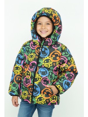 Modanino Kız Çocuk Içi Polar Astarlı-Kapüşonlu-Desenli-Fermuarlı Mont 12358