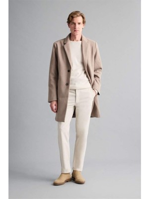 DeFacto Relax Fit Ceket Yaka Düğmeli Cepli Kışlık Kaşe Parka Y8903AZ25AU