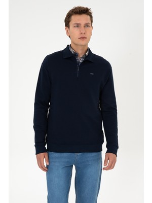 U.S. Polo Assn. Erkek Comfort Fit Yarım Fermuarlı Lacivert Sweatshirt 50316484-VR033