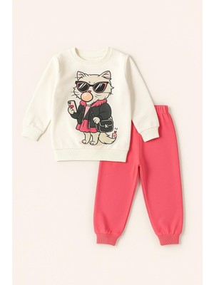 Katia & Bony Kız Çocuk Sakızlı Kedi Desenli Eşofman Takımı