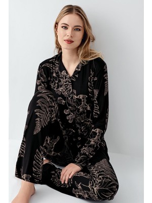 Arnetta Kadın Modal Pamuk Gömlek Yakalı Pijama Takım, Cep Detaylıdır