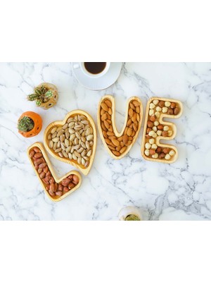 Storish Love 4'lü Ahşap Dekoratif Çerezlik