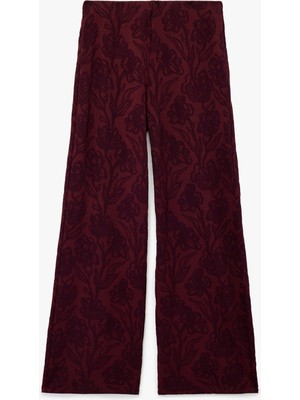 Koton Floral Desenli Düz Uzun Geniş Paça Palazzo Pantolon