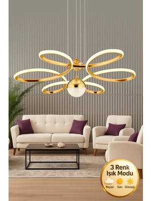 Papatya Model 3 Renk Metal Salon Mutfak Oturma Yatak Odası Modern LED Sarkıt Avize