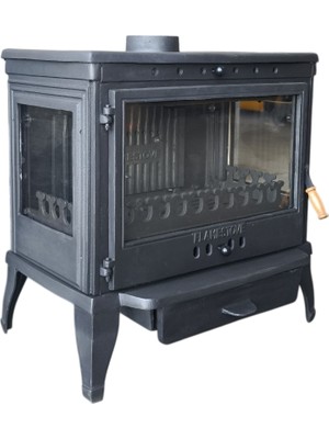 Flame Stove FS-042YK-AK  Retro Lüx Allttan Küllkü Yan Kapaklı Döküm Soba